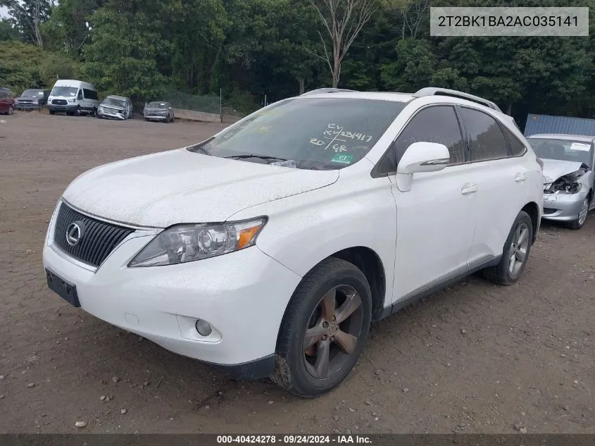 2010 Lexus Rx 350 VIN: 2T2BK1BA2AC035141 Lot: 40424278