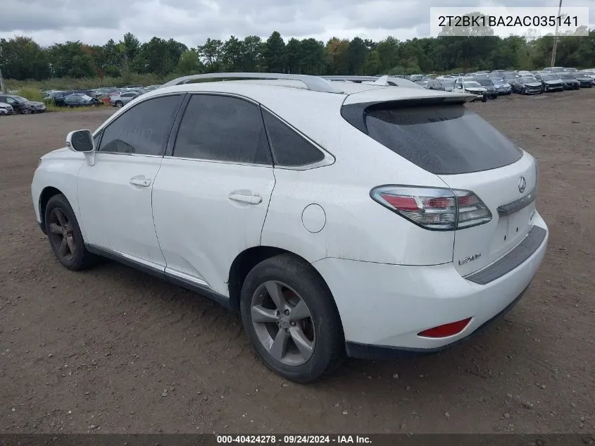 2010 Lexus Rx 350 VIN: 2T2BK1BA2AC035141 Lot: 40424278