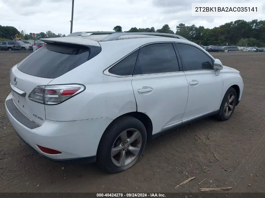 2010 Lexus Rx 350 VIN: 2T2BK1BA2AC035141 Lot: 40424278