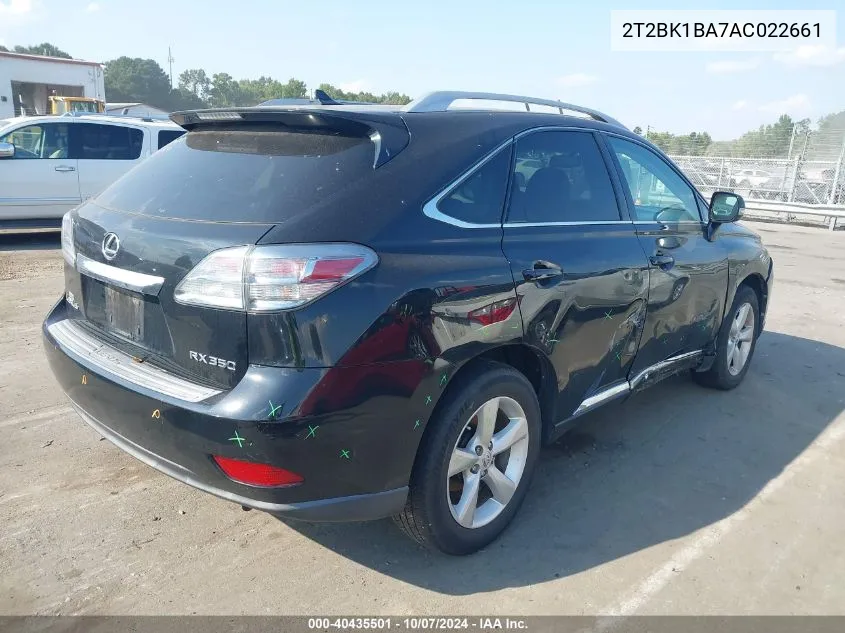 2010 Lexus Rx 350 VIN: 2T2BK1BA7AC022661 Lot: 40435501