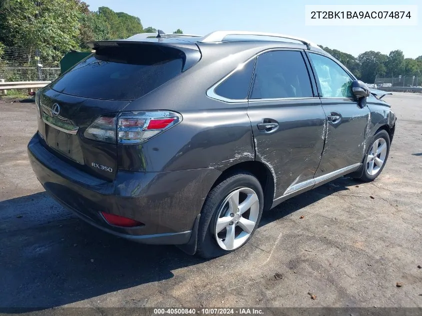 2010 Lexus Rx 350 VIN: 2T2BK1BA9AC074874 Lot: 40500840