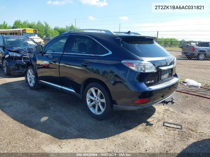 2010 Lexus Rx 350 350 VIN: 2T2ZK1BA6AC031821 Lot: 40525904