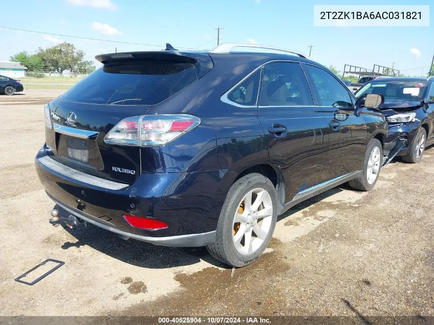 2010 Lexus Rx 350 350 VIN: 2T2ZK1BA6AC031821 Lot: 40525904