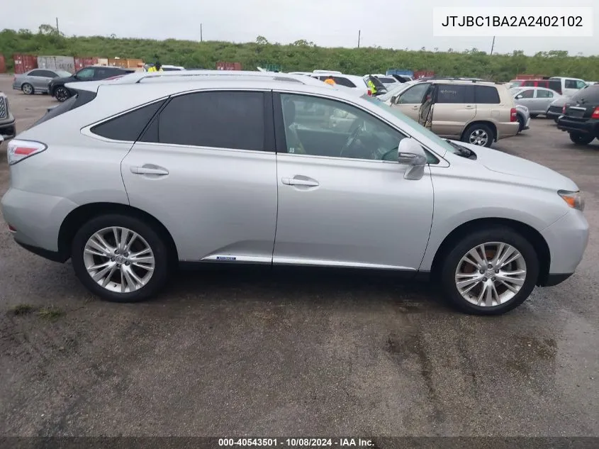 2010 Lexus Rx 450 VIN: JTJBC1BA2A2402102 Lot: 40543501