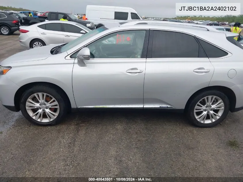 2010 Lexus Rx 450 VIN: JTJBC1BA2A2402102 Lot: 40543501