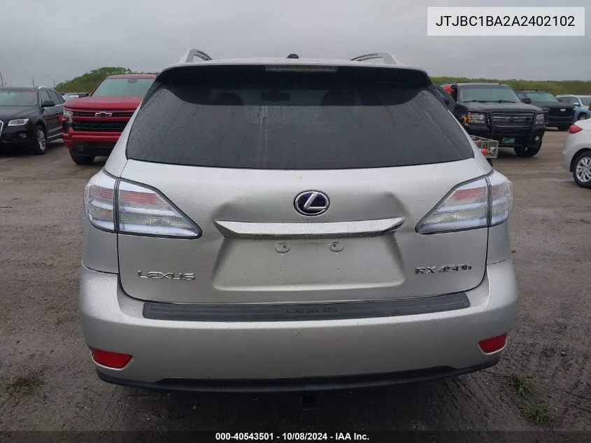 2010 Lexus Rx 450 VIN: JTJBC1BA2A2402102 Lot: 40543501