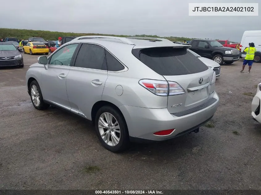 2010 Lexus Rx 450 VIN: JTJBC1BA2A2402102 Lot: 40543501