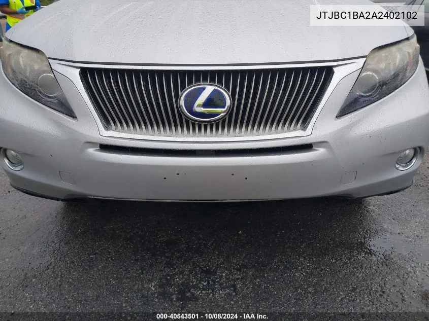 2010 Lexus Rx 450 VIN: JTJBC1BA2A2402102 Lot: 40543501