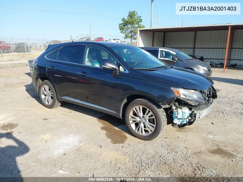 2010 Lexus Rx 450H VIN: JTJZB1BA3A2001403 Lot: 40562836