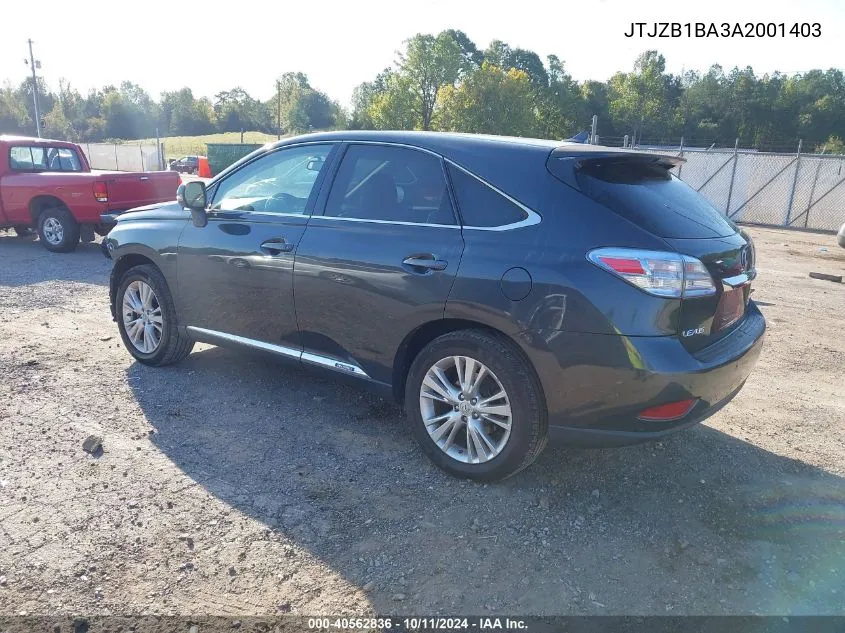 2010 Lexus Rx 450H VIN: JTJZB1BA3A2001403 Lot: 40562836