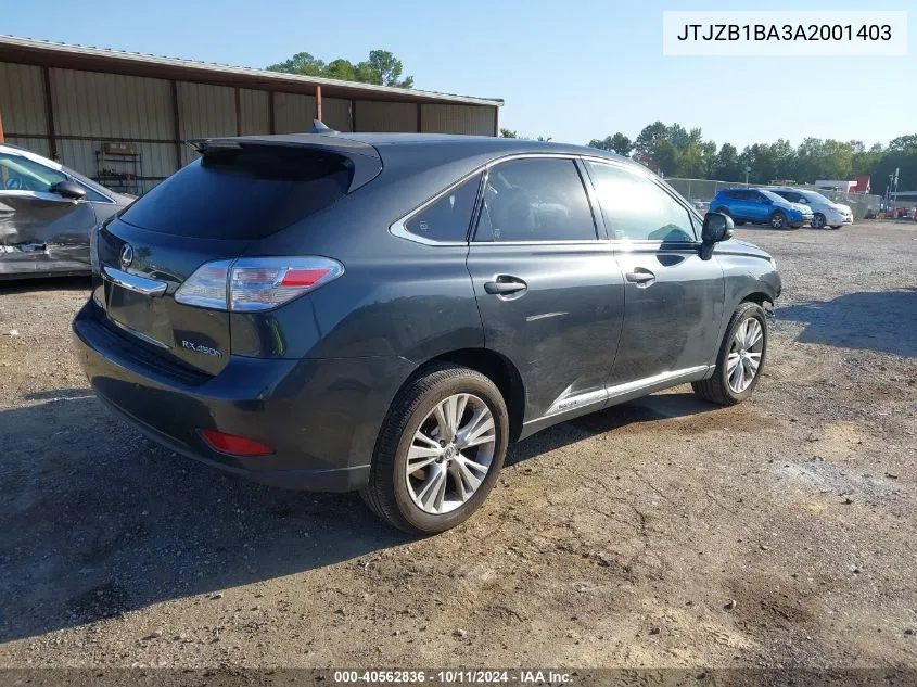 2010 Lexus Rx 450H VIN: JTJZB1BA3A2001403 Lot: 40562836