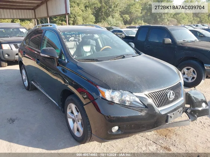 2010 Lexus Rx 350 350 VIN: 2T2BK1BA7AC039704 Lot: 40574983