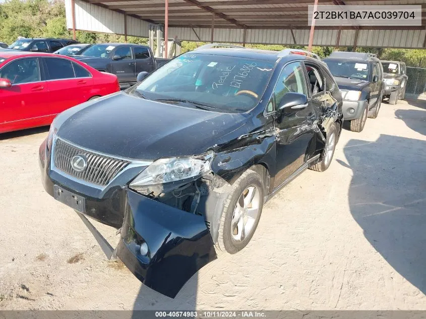 2010 Lexus Rx 350 350 VIN: 2T2BK1BA7AC039704 Lot: 40574983