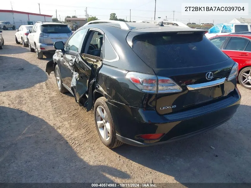 2010 Lexus Rx 350 350 VIN: 2T2BK1BA7AC039704 Lot: 40574983