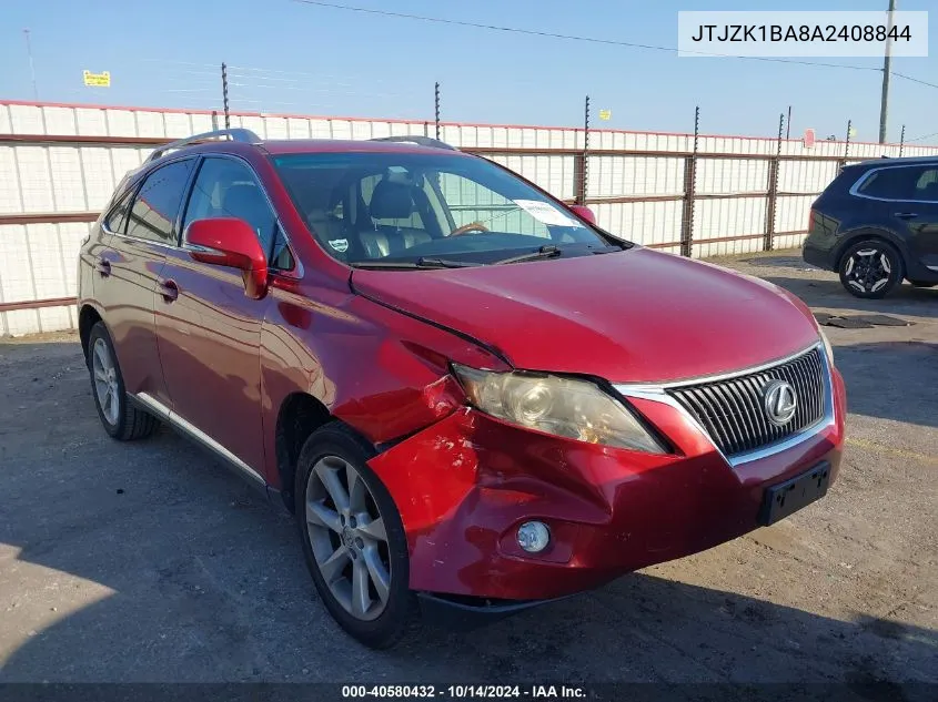 2010 Lexus Rx 350 VIN: JTJZK1BA8A2408844 Lot: 40580432