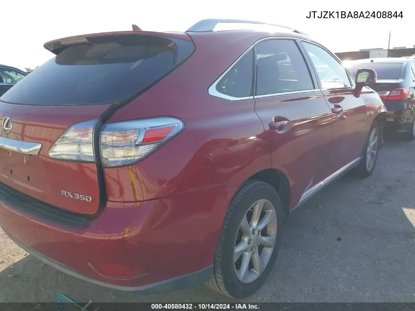 2010 Lexus Rx 350 VIN: JTJZK1BA8A2408844 Lot: 40580432