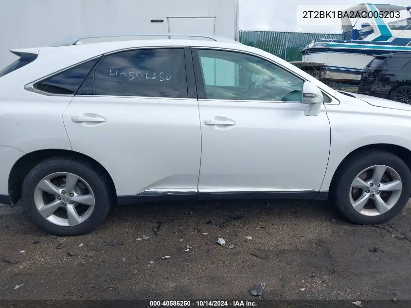 2010 Lexus Rx 350 VIN: 2T2BK1BA2AC005203 Lot: 40586250