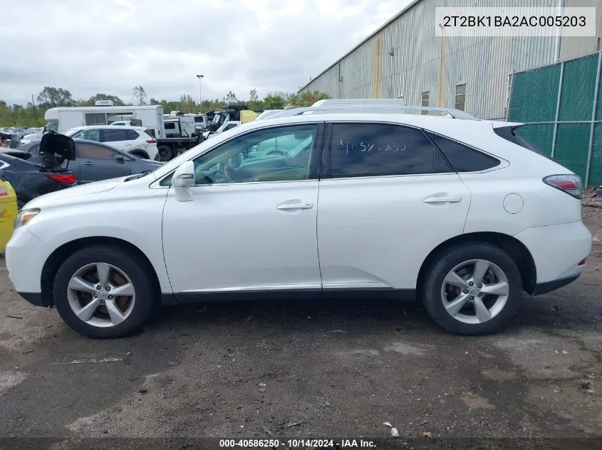 2010 Lexus Rx 350 VIN: 2T2BK1BA2AC005203 Lot: 40586250