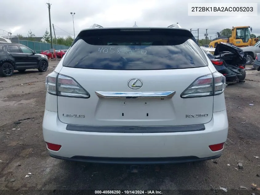 2010 Lexus Rx 350 VIN: 2T2BK1BA2AC005203 Lot: 40586250