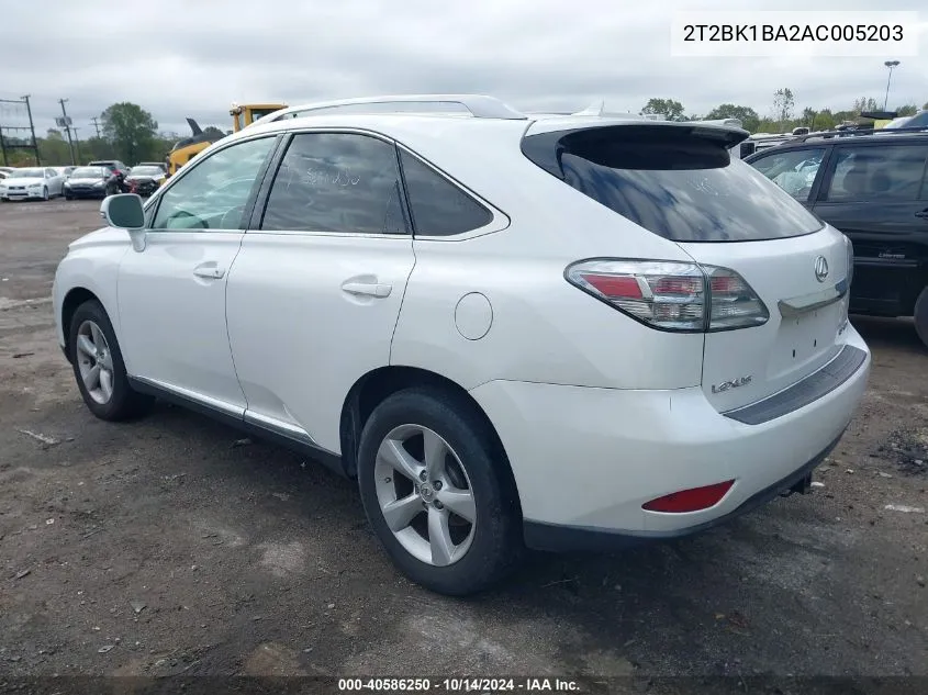 2010 Lexus Rx 350 VIN: 2T2BK1BA2AC005203 Lot: 40586250