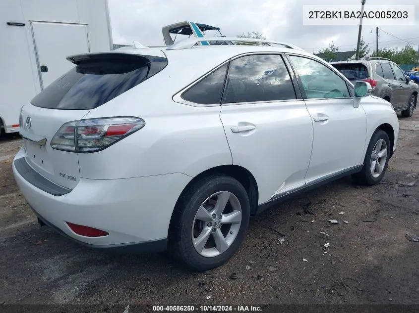 2010 Lexus Rx 350 VIN: 2T2BK1BA2AC005203 Lot: 40586250