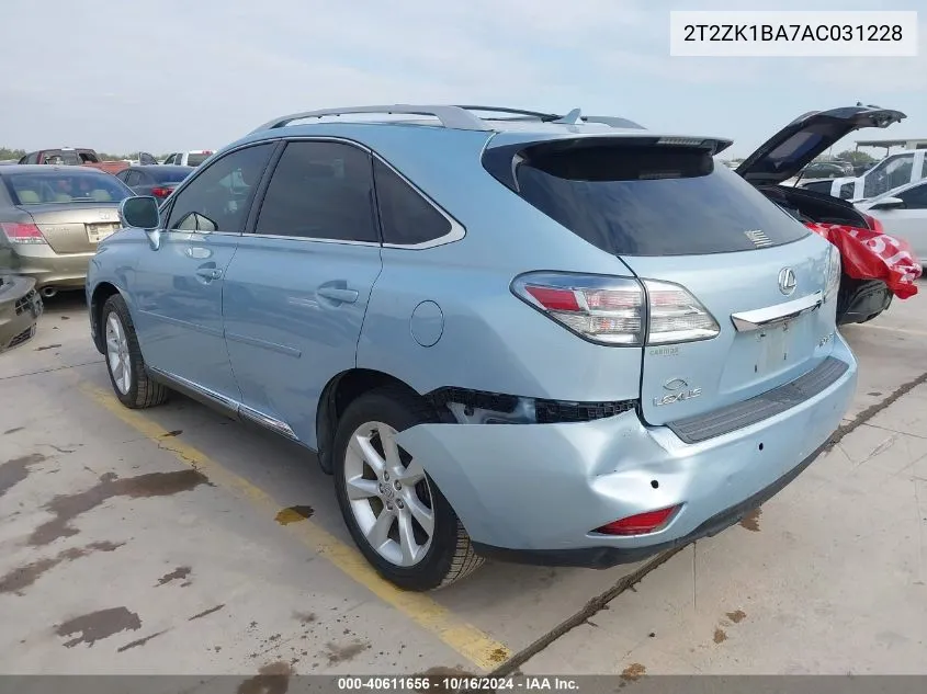 2010 Lexus Rx 350 VIN: 2T2ZK1BA7AC031228 Lot: 40611656