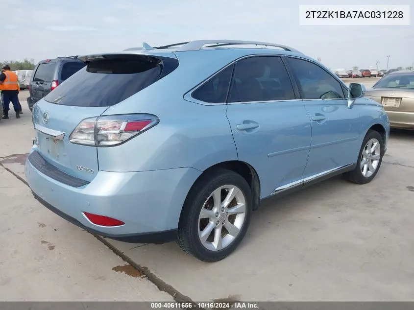 2010 Lexus Rx 350 VIN: 2T2ZK1BA7AC031228 Lot: 40611656