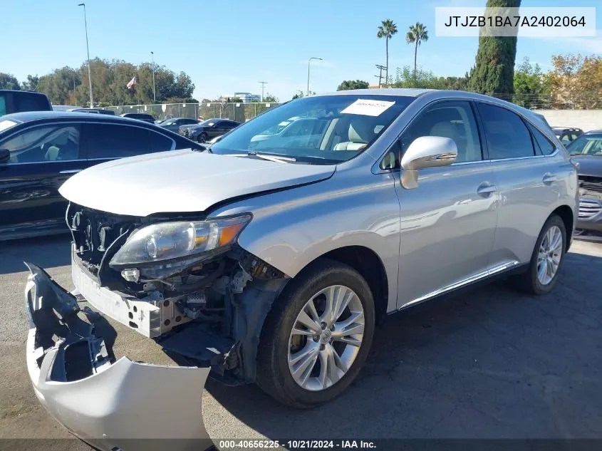 2010 Lexus Rx 450H VIN: JTJZB1BA7A2402064 Lot: 40656225