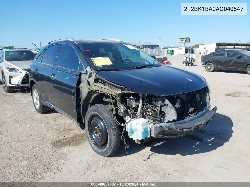 2010 Lexus Rx 350 VIN: 2T2BK1BA0AC040547 Lot: 40657307