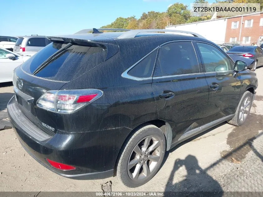 2010 Lexus Rx 350 VIN: 2T2BK1BA4AC001119 Lot: 40672106