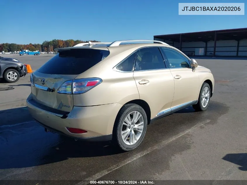 2010 Lexus Rx 450H VIN: JTJBC1BAXA2020206 Lot: 40676700