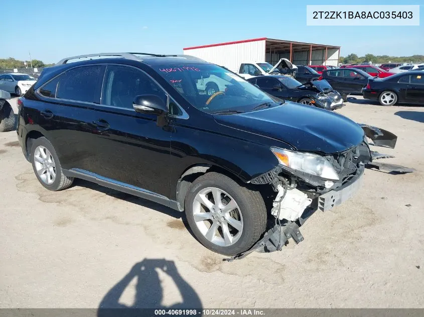 2010 Lexus Rx 350 350 VIN: 2T2ZK1BA8AC035403 Lot: 40691998