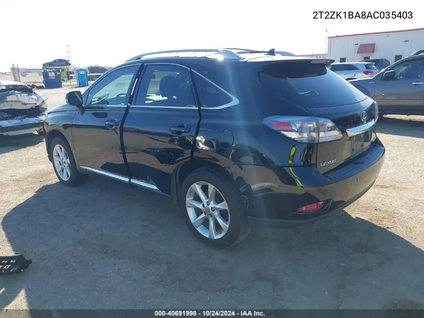 2010 Lexus Rx 350 350 VIN: 2T2ZK1BA8AC035403 Lot: 40691998