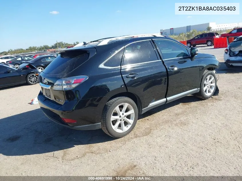 2010 Lexus Rx 350 350 VIN: 2T2ZK1BA8AC035403 Lot: 40691998