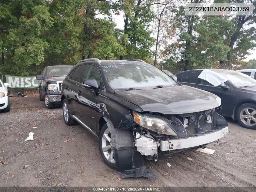 2010 Lexus Rx 350 VIN: 2T2ZK1BA8AC003759 Lot: 40718160