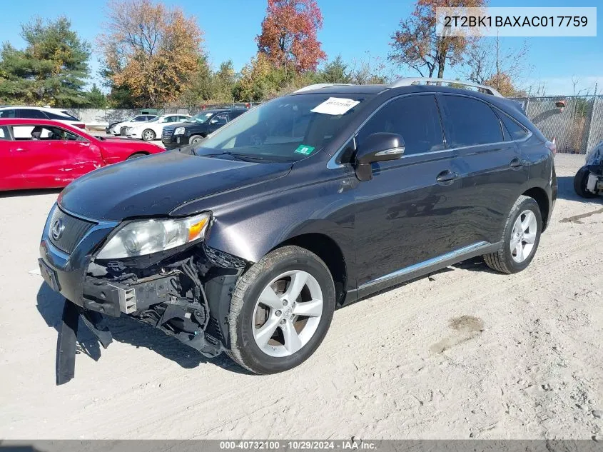 2010 Lexus Rx 350 VIN: 2T2BK1BAXAC017759 Lot: 40732100