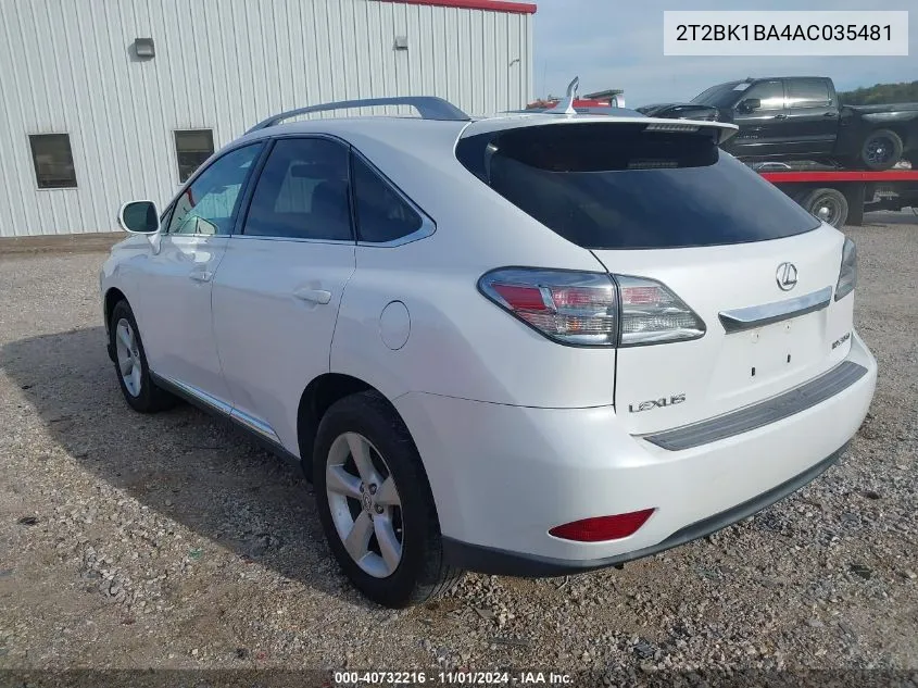 2010 Lexus Rx 350 VIN: 2T2BK1BA4AC035481 Lot: 40732216