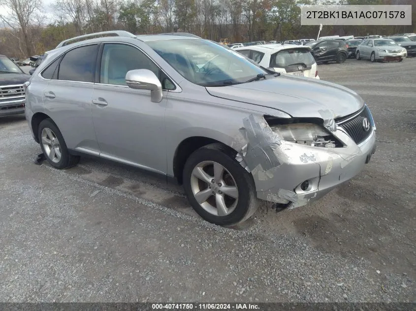 2010 Lexus Rx 350 VIN: 2T2BK1BA1AC071578 Lot: 40741750