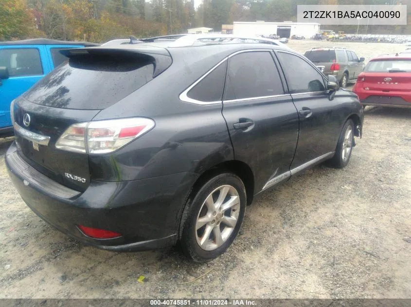 2010 Lexus Rx 350 VIN: 2T2ZK1BA5AC040090 Lot: 40745851