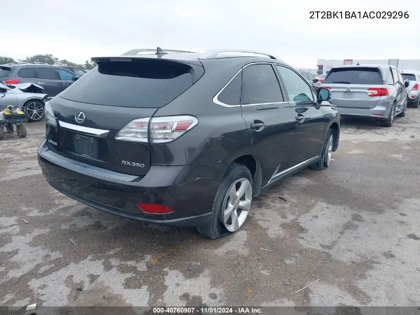 2010 Lexus Rx 350 VIN: 2T2BK1BA1AC029296 Lot: 40760907