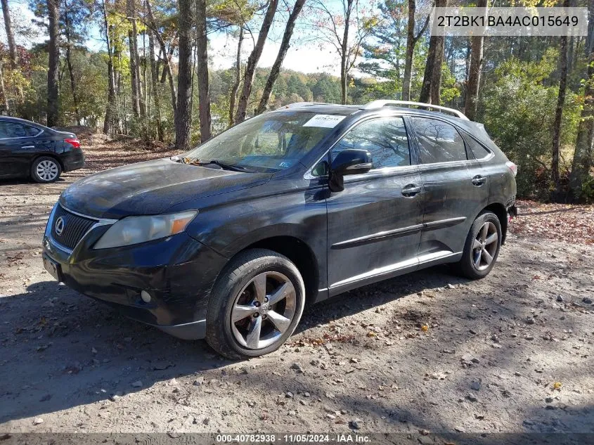 2010 Lexus Rx 350 VIN: 2T2BK1BA4AC015649 Lot: 40782938