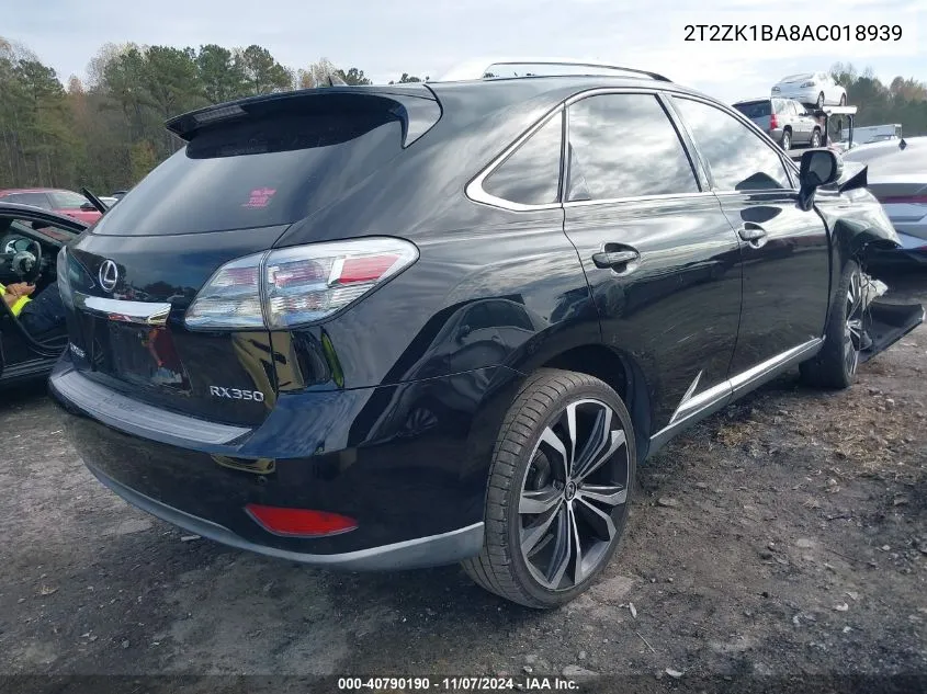 2010 Lexus Rx 350 VIN: 2T2ZK1BA8AC018939 Lot: 40790190