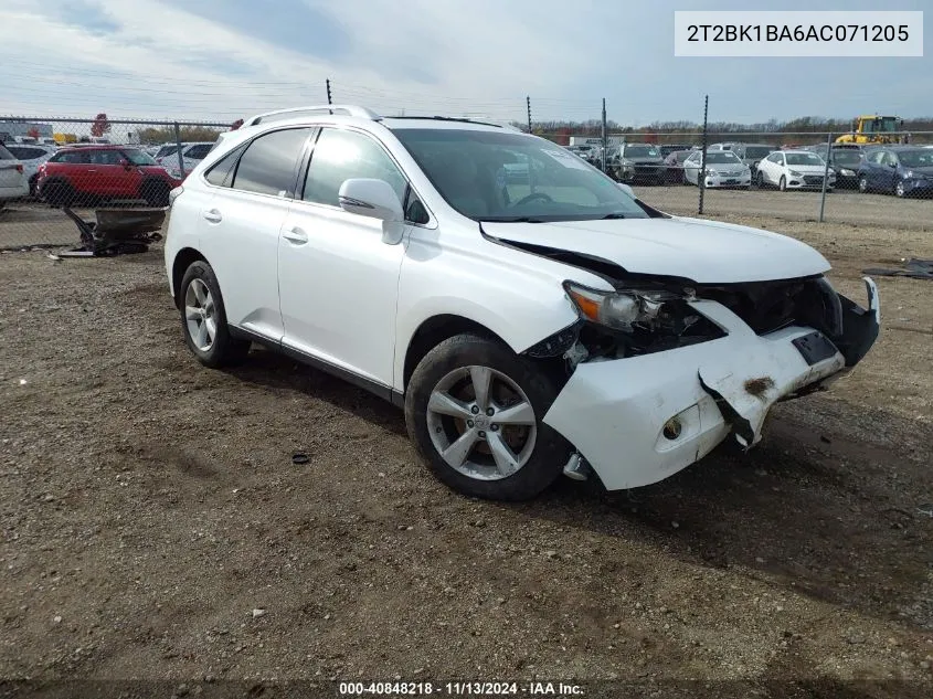 2010 Lexus Rx 350 VIN: 2T2BK1BA6AC071205 Lot: 40848218