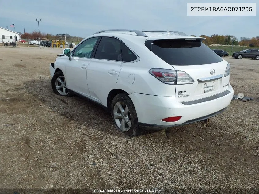 2010 Lexus Rx 350 VIN: 2T2BK1BA6AC071205 Lot: 40848218