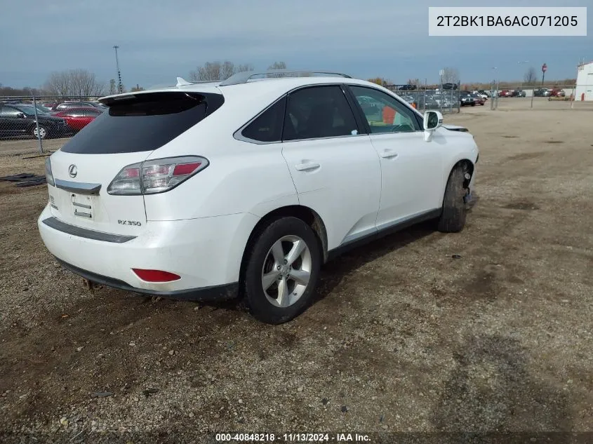 2010 Lexus Rx 350 VIN: 2T2BK1BA6AC071205 Lot: 40848218