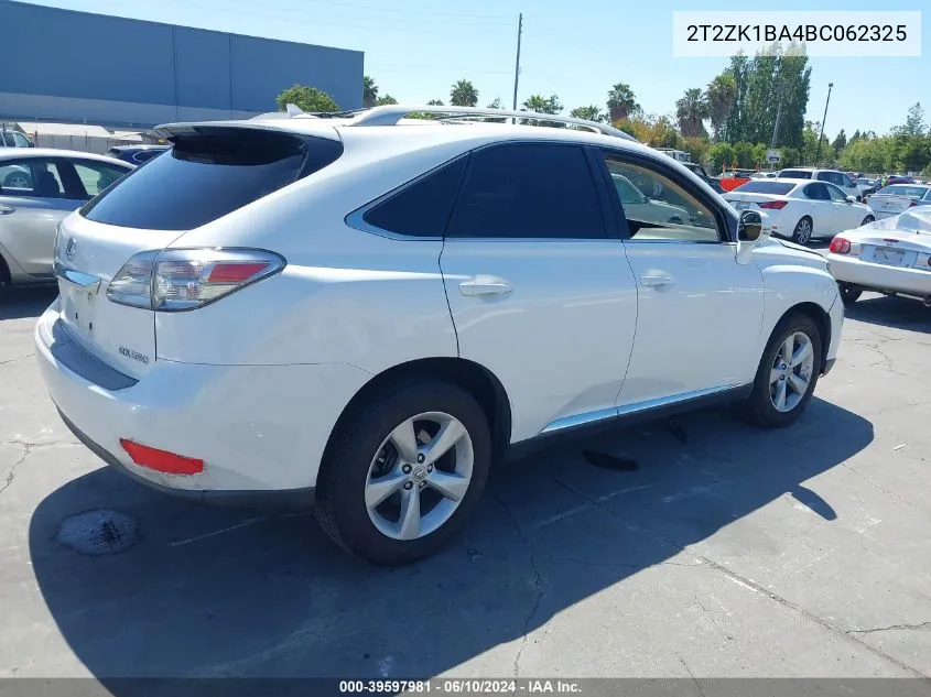 2011 Lexus Rx 350 VIN: 2T2ZK1BA4BC062325 Lot: 39597981