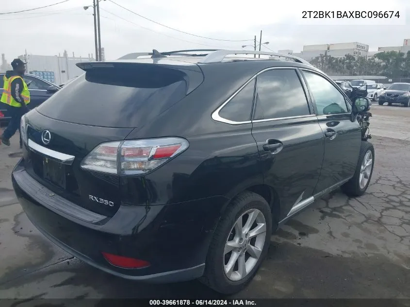 2011 Lexus Rx 350 VIN: 2T2BK1BAXBC096674 Lot: 39661878