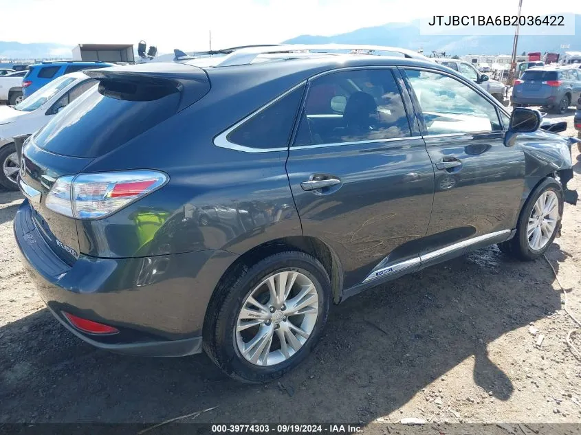 2011 Lexus Rx 450H VIN: JTJBC1BA6B2036422 Lot: 39774303