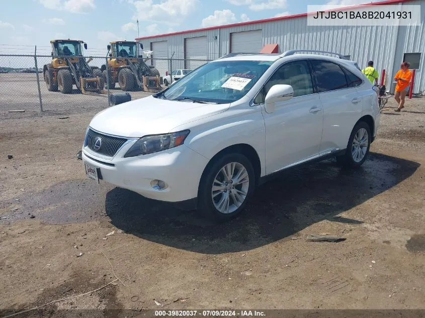 2011 Lexus Rx 450H VIN: JTJBC1BA8B2041931 Lot: 39820037