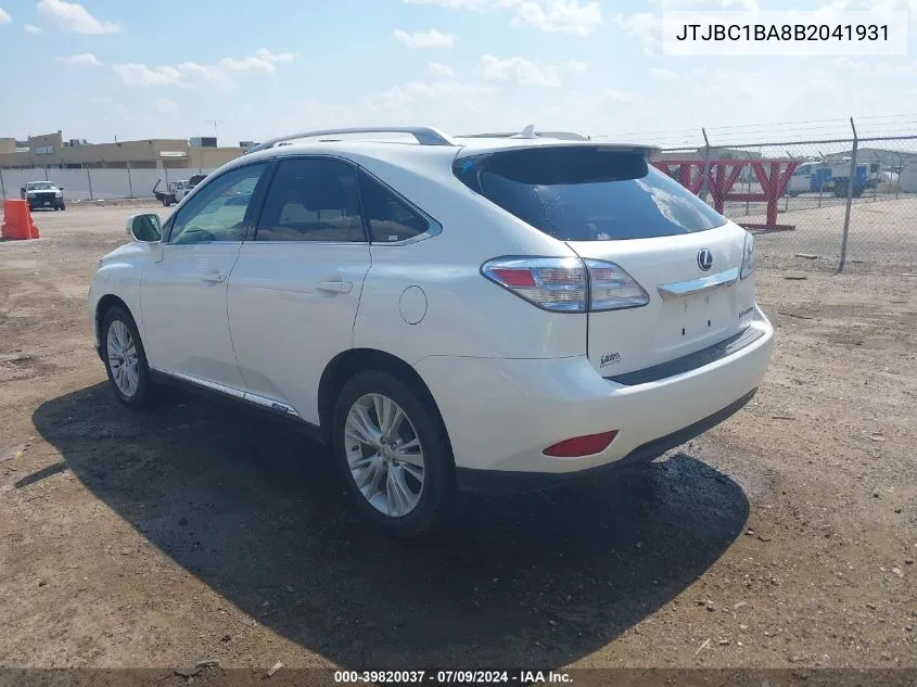 2011 Lexus Rx 450H VIN: JTJBC1BA8B2041931 Lot: 39820037